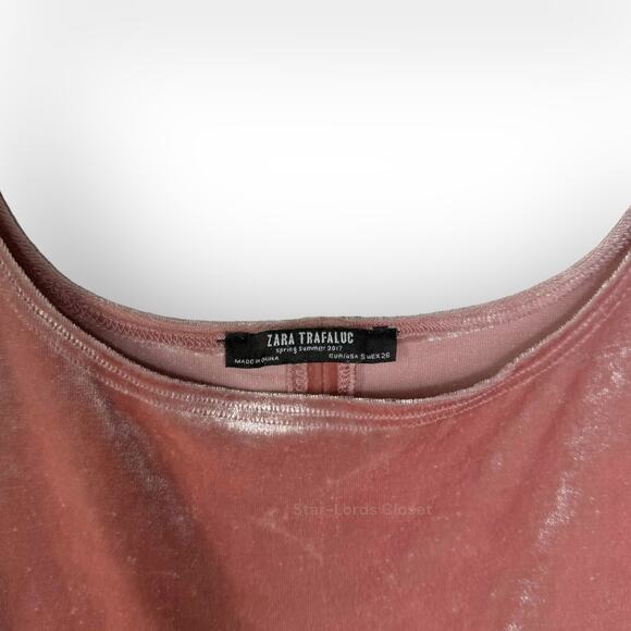 Zara Trafaluc Velvet Bodycon Tank Dress | Small | Pink Scoop Neck Party Cocktail - Picture 2 of 6